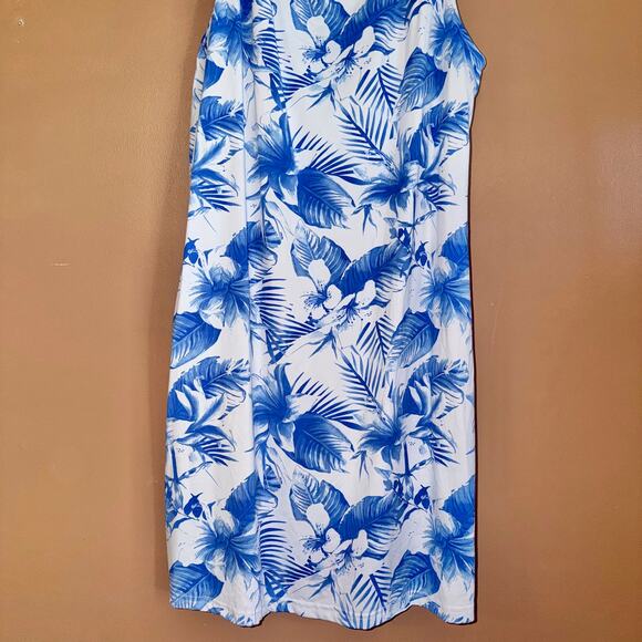 Women's Blue Floral Beach Coverall Maxi Dress - One Size - Picture 5 of 7